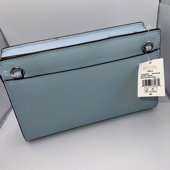MAKE OFFER! Michael Kors Sheila Small Non-Leather Vegan Crossbody Bag Vista Blue - Picture 7 of 9